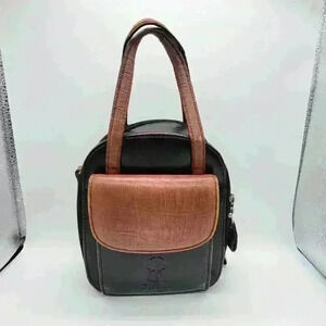 VTG Bellerose Leather Purse Two Tone - Black/Brown Compact W/ Pockets Compartmet